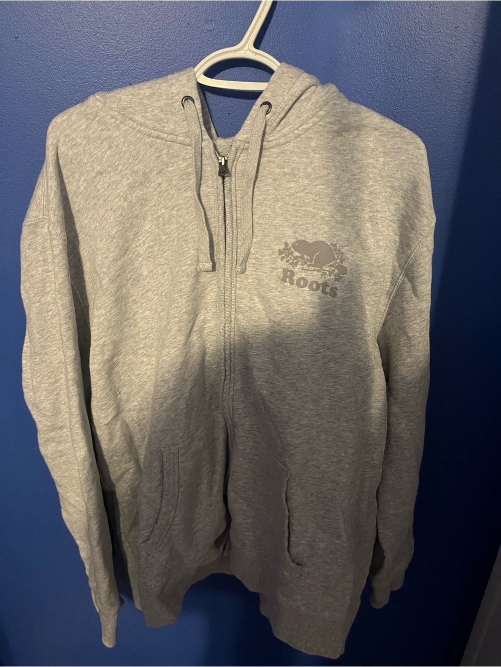 Roots Men’s Light Gray Zip-Up Hoodie
